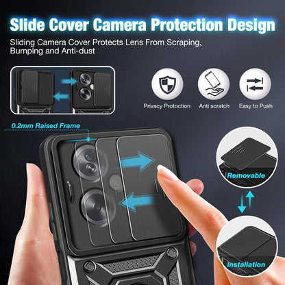 Oppo A79 Hoesje - Blauw - Armor Kickstand en Camera Bescherming Back Cover
