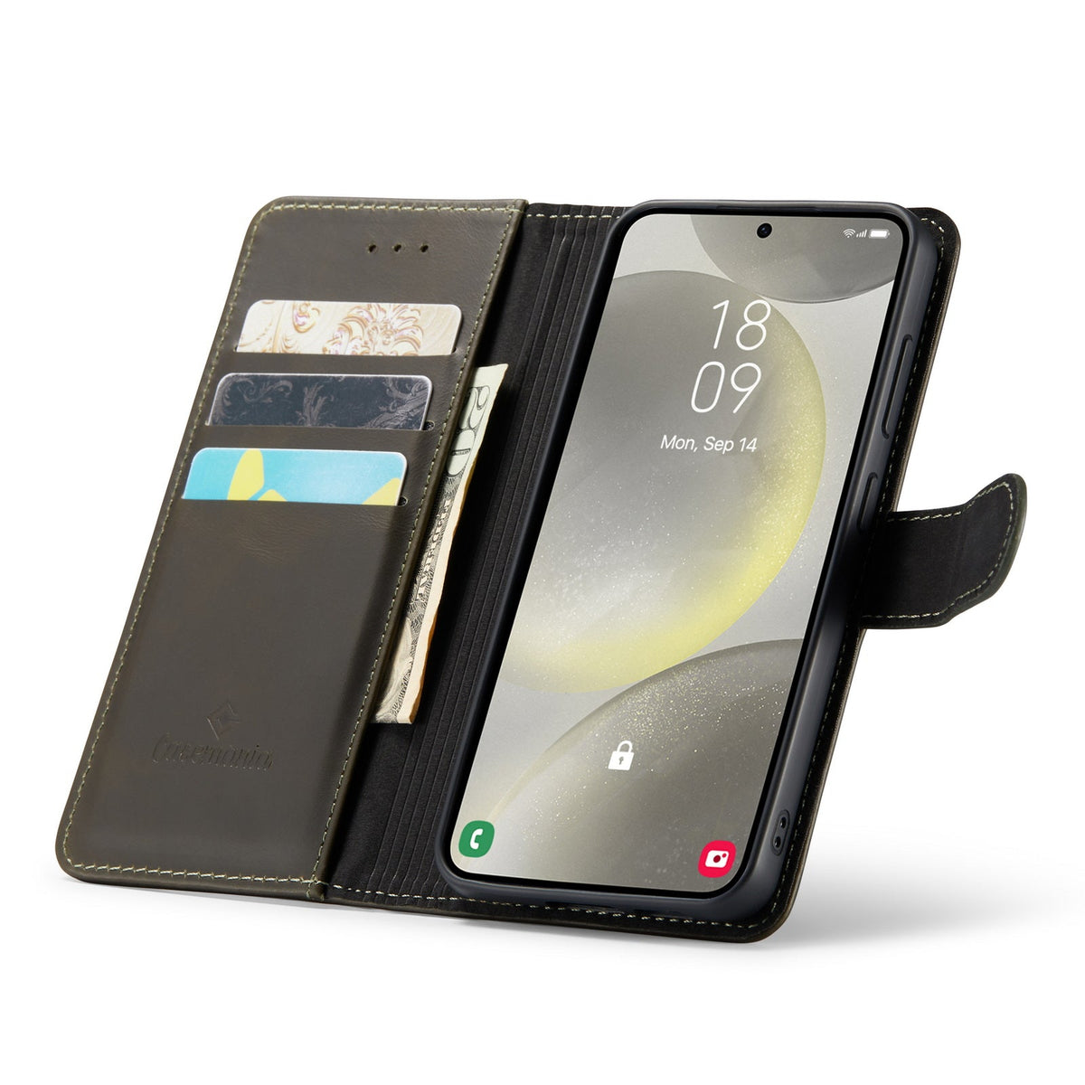 Samsung Galaxy S24 Hoesje - Emerald Green - Echt Leren 2 in 1 Bookcase