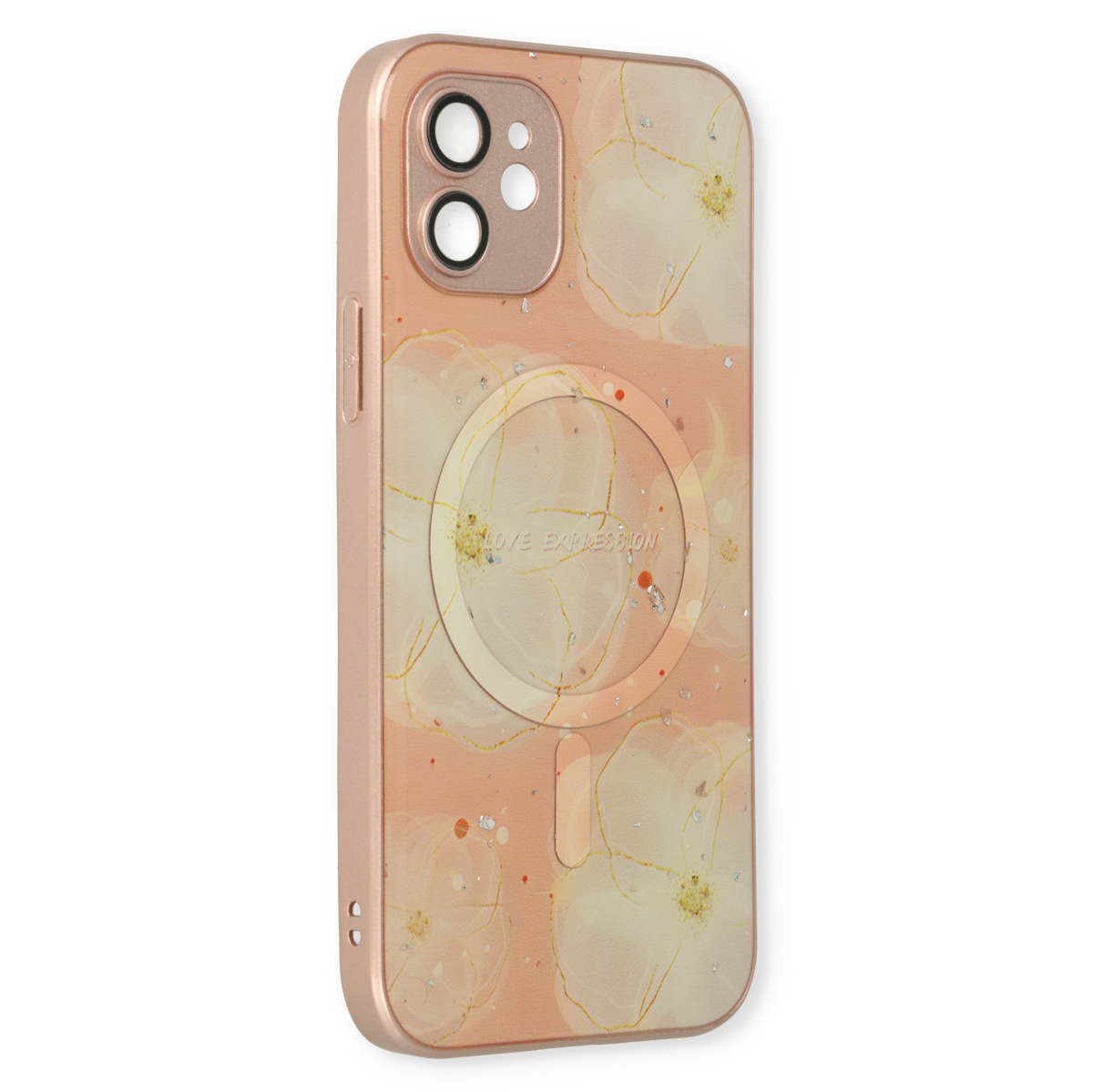 Apple iPhone 12 Hülle - Rosa - Silikon-Marmor-MagSafe-Backcover