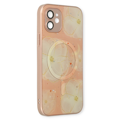 Apple iPhone 12 Hülle - Rosa - Silikon-Marmor-MagSafe-Backcover
