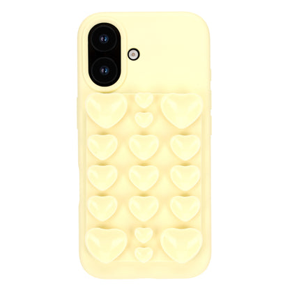 Apple iPhone 16 Hoesje - Geel - Siliconen Back Cover met Afneembare Hartjes Zuignappen