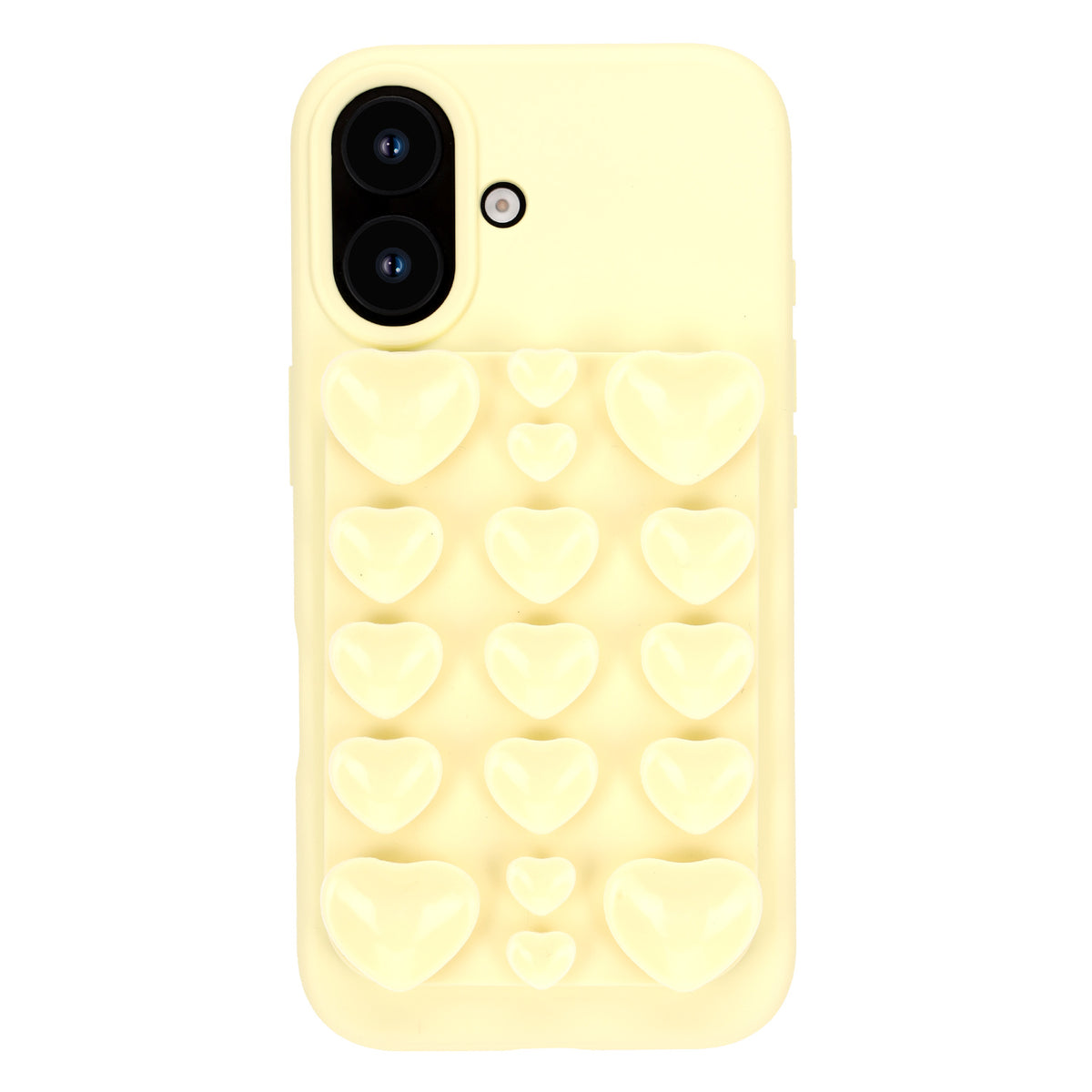 Apple iPhone 17 Hoesje - Geel - Siliconen Back Cover met Afneembare Hartjes Zuignappen
