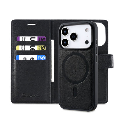 Apple iPhone 18 Pro Hoesje - Onyx Black - 2 in 1 Lederlook MagSafe Bookcase