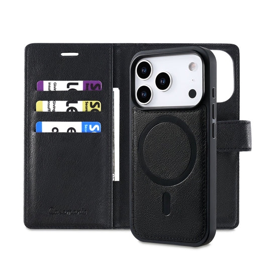 Apple iPhone 18 Pro Hoesje - Onyx Black - 2 in 1 Lederlook MagSafe Bookcase