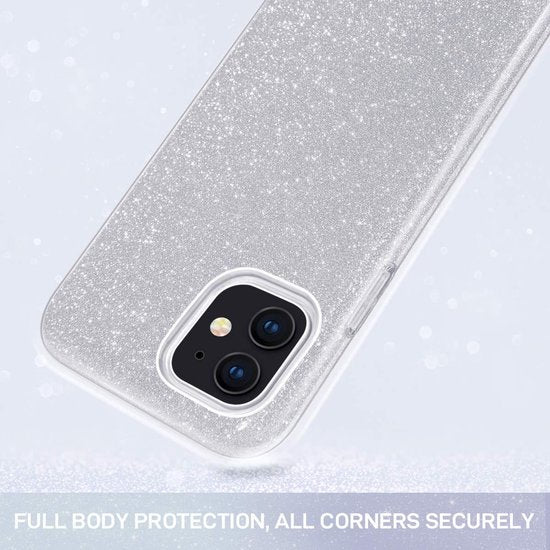 Apple iPhone 12 Mini Hülle - Silber - Glitzer-Backcover