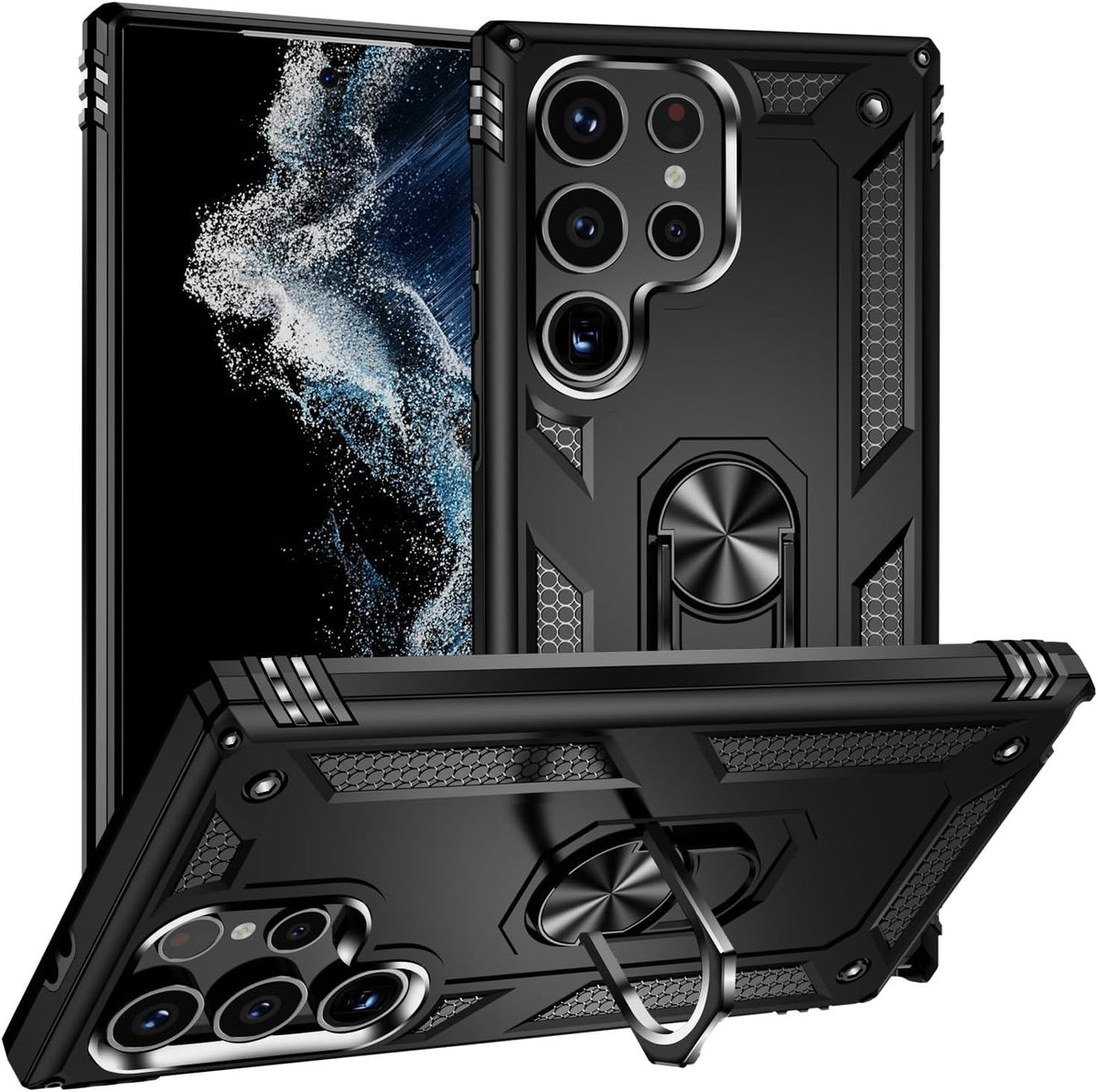 Samsung Galaxy S24 Ultra Case - Black - Armor Kickstand Back Cover