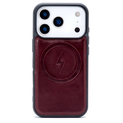 Apple iPhone 18 Pro Case - Burgundy Red - Genuine Leather MagSafe Back Cover