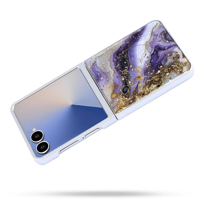 Samsung Galaxy Z Flip 7 Hoesje - Paars - Marmer Glitter MagSafe Back Cover
