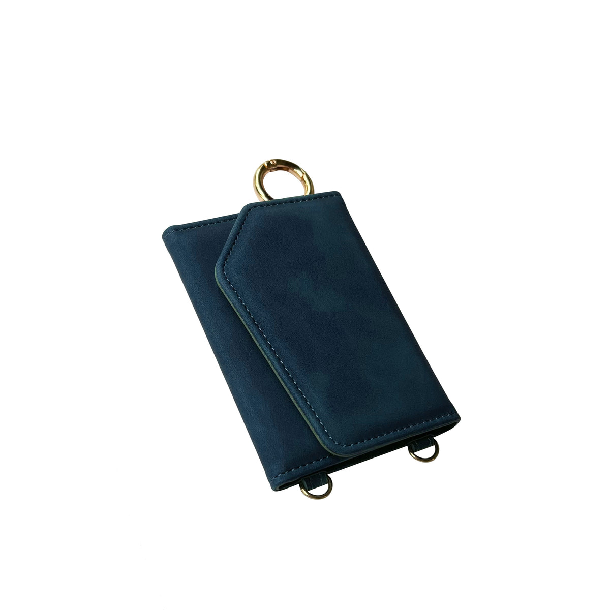 Apple iPhone 16 Pro Max Hülle - Navy Blue - Luxus-Klapphülle mit Kartenfach, Spiegel und Handykette