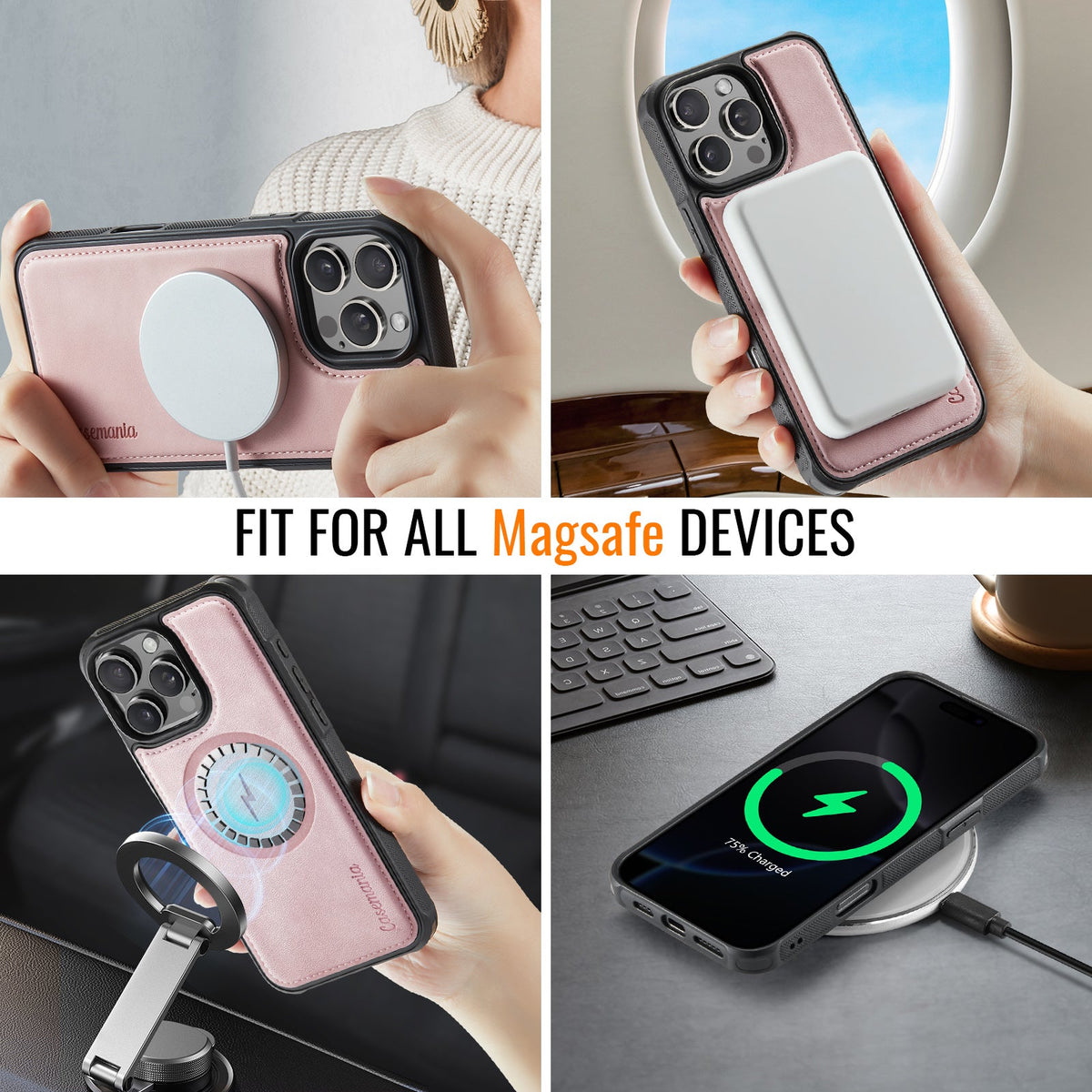 Apple iPhone 16 Pro Hoesje - Pale Pink - Kunstleer MagSafe Back Cover