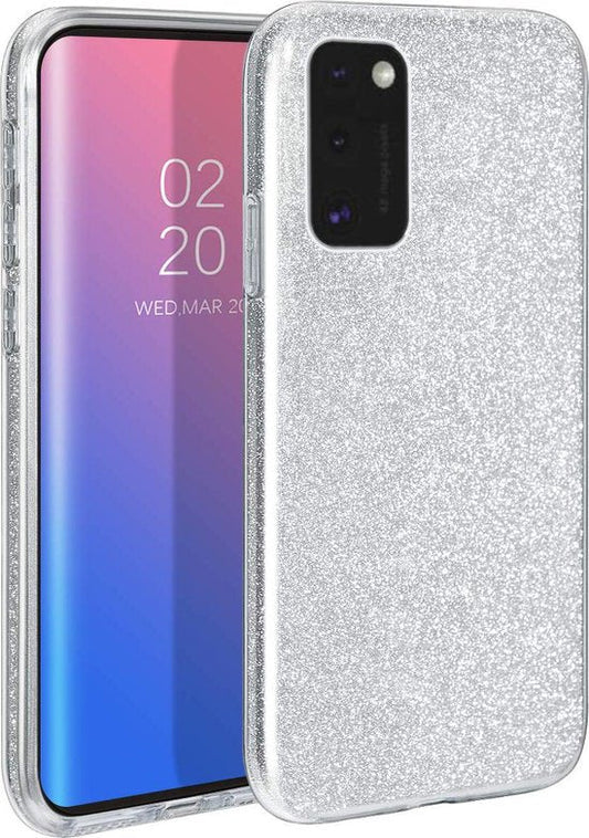 Samsung Galaxy A41 Hülle - Silber - Glitzer-Backcover