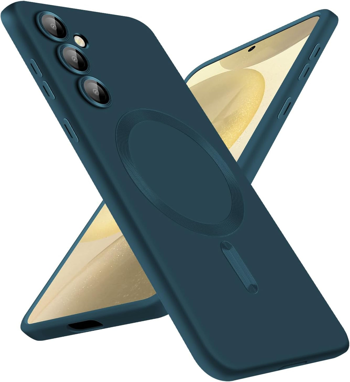 Samsung Galaxy S24 FE Hoesje - Donker Blauw - Matte Siliconen MagSafe Back Cover
