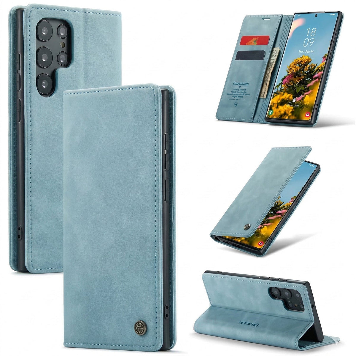 Samsung Galaxy S26 Ultra Case - Aqua Blue - Slim Wallet Case