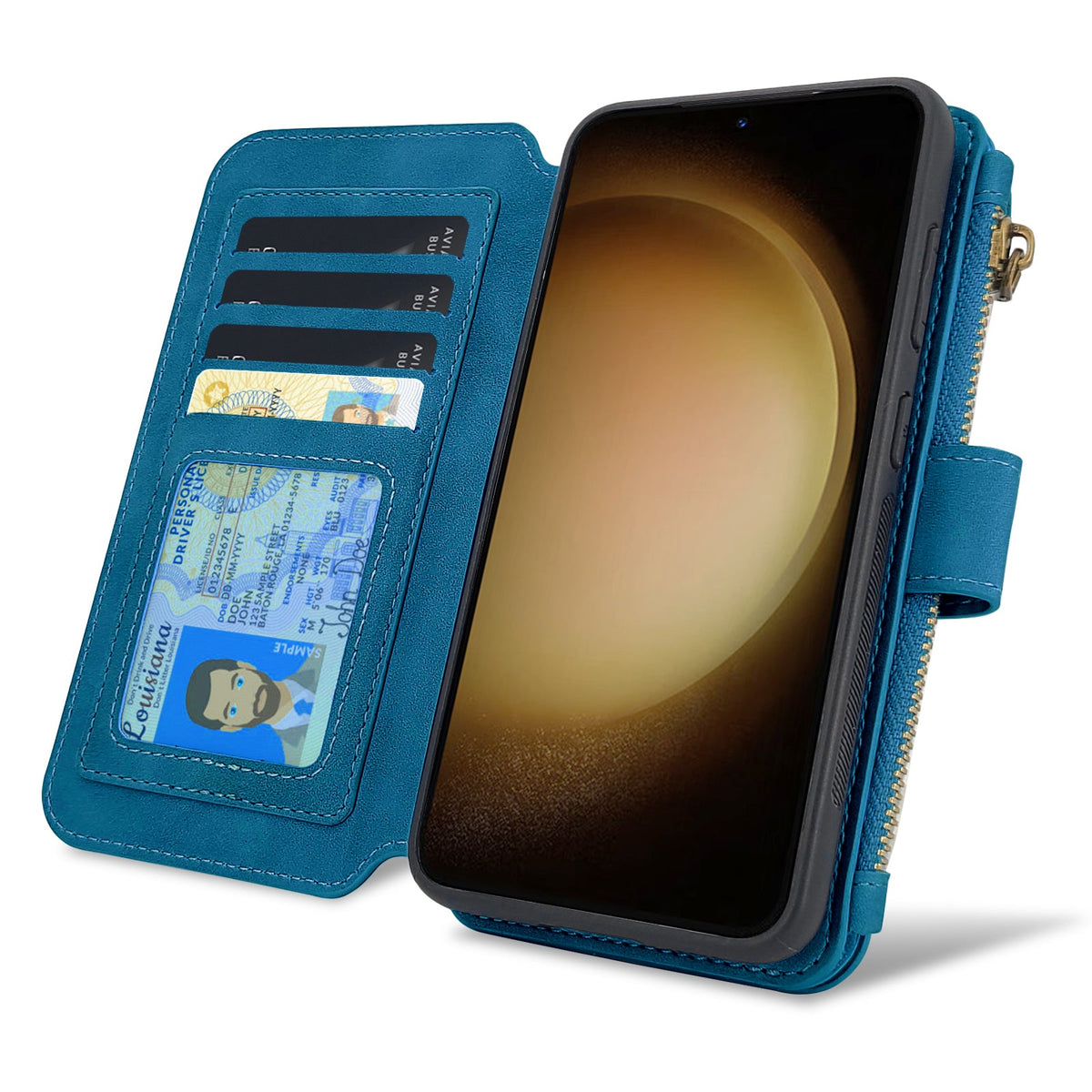 Apple iPhone 16 Pro Max Hoesje - Navy Blue - 2 in 1 Bookcase met Rits