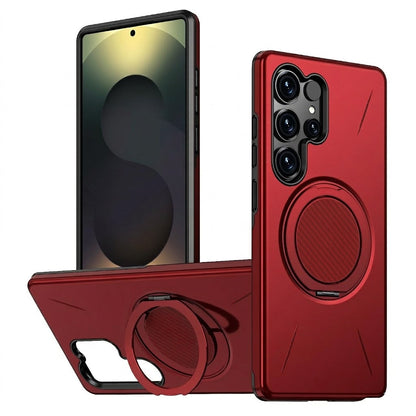 Samsung Galaxy S26 Ultra Hoesje - Rood - Siliconen Ring Kickstand Back Cover