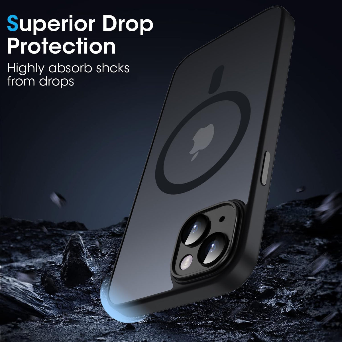 iPhone 15 Hoesje - Zwart - Matte Armor MagSafe Back Cover
