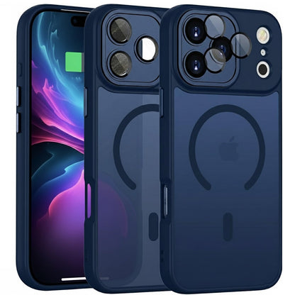 Apple iPhone 17 Pro Max Hoesje - Donker Blauw - Matte Armor MagSafe Back Cover