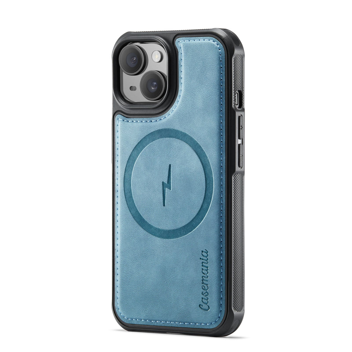 Apple iPhone 15 Case - Aqua Blue - Faux Leather MagSafe Back Cover