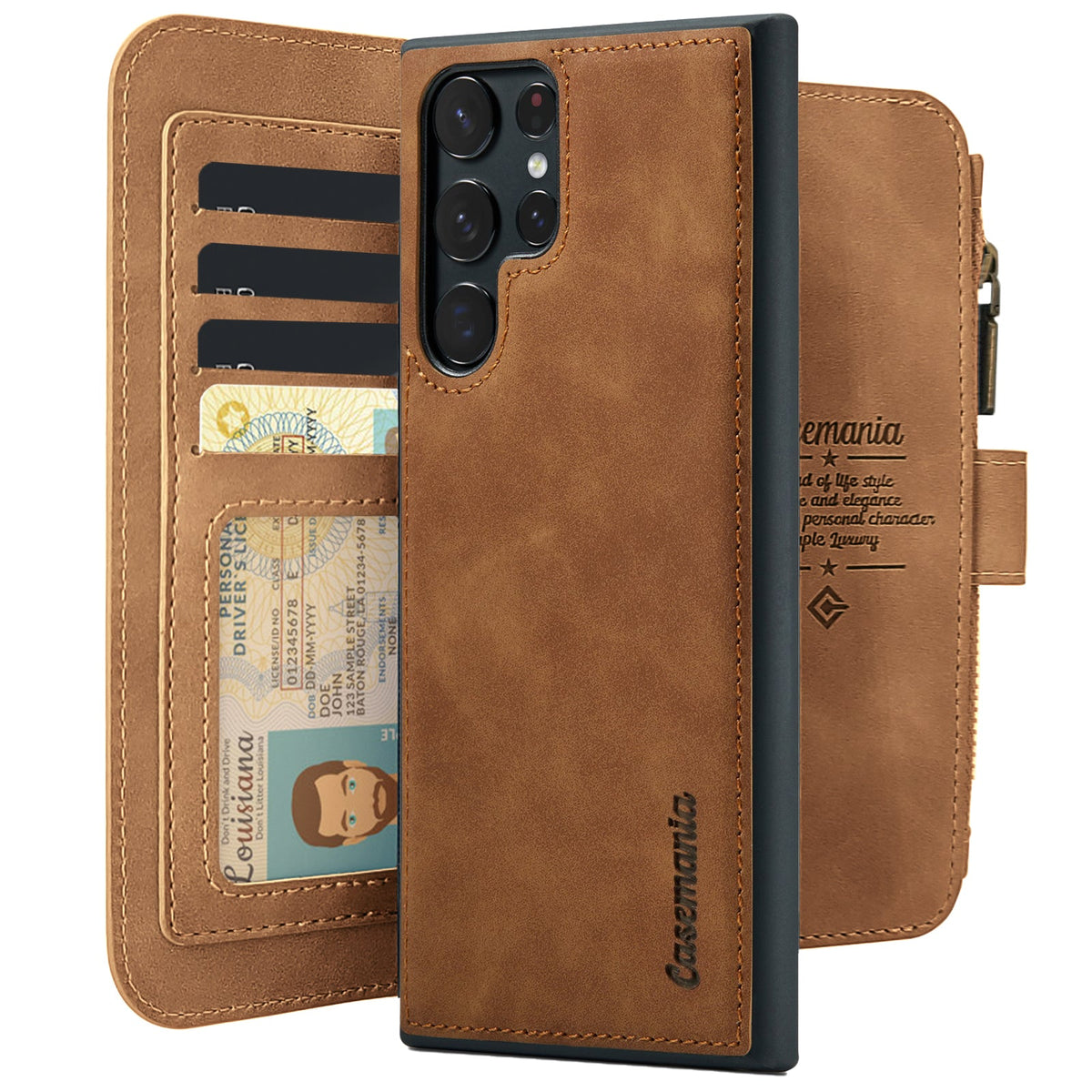 Samsung Galaxy S25 Ultra Hoesje - Sienna Brown - 2 in 1 Bookcase met Rits