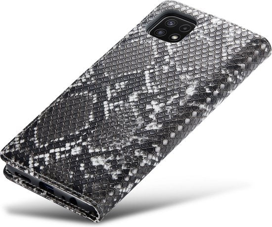 Samsung Galaxy A22 5G Hoesje - Zwart - Luxe Slangen Bookcase