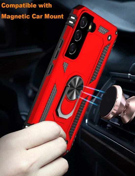 Samsung Galaxy S22 Plus Case - Red - Armor Kickstand Back Cover