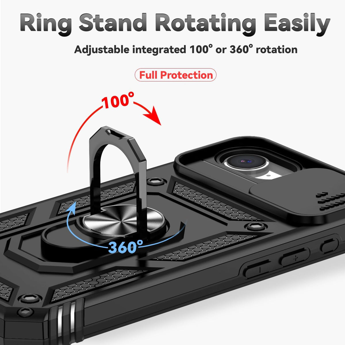 iPhone 16e Hoesje - Zwart - Armor Kickstand en Camera Bescherming Back Cover