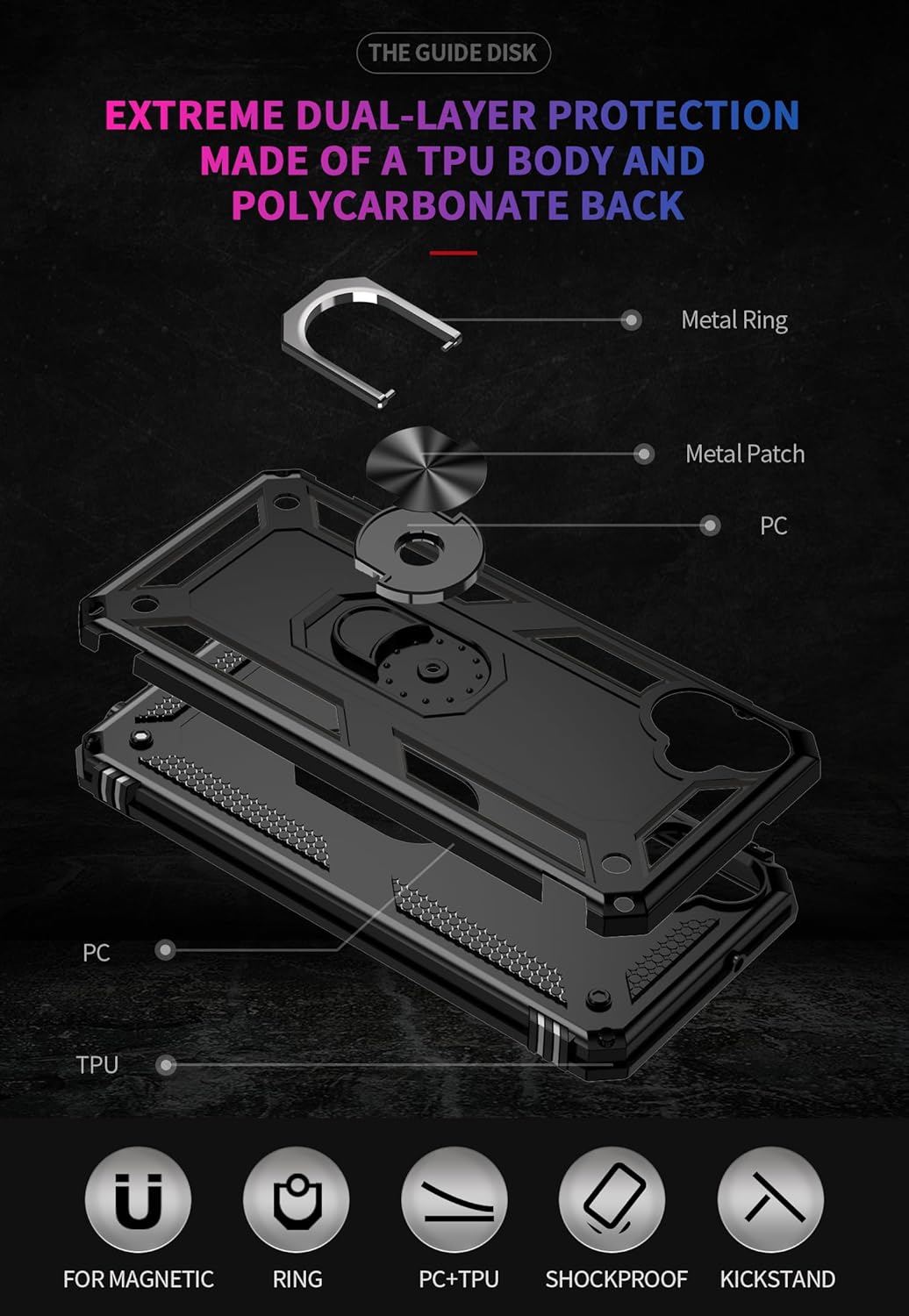Samsung Galaxy A06 Hoesje - Zwart - Armor Kickstand Back Cover
