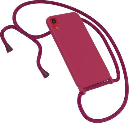 Apple iPhone XR Case - Bordeaux - Silicone Back Cover with Phone Strap