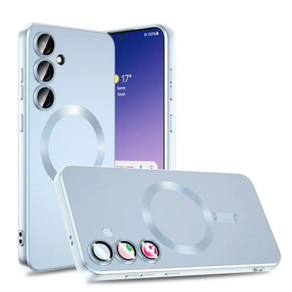 Samsung Galaxy S24 FE Hoesje - Blauw - Matte Siliconen MagSafe Back Cover