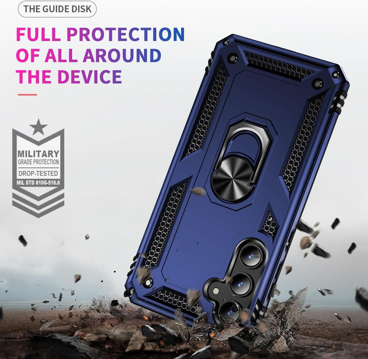 Samsung Galaxy A35 Hoesje - Blauw - Armor Kickstand Back Cover