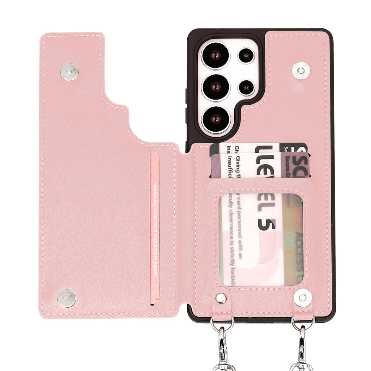 Samsung Galaxy S25 Ultra Hoesje - Roze - Luxe Back Cover met Telefoonkoord en Rits
