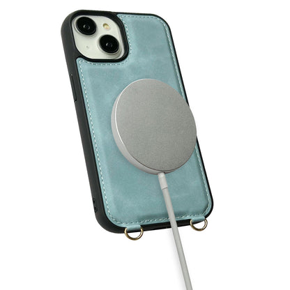Apple iPhone 14 Plus Hoesje - Aqua Blue - Luxe MagSafe Bookcase met Telefoonkoord