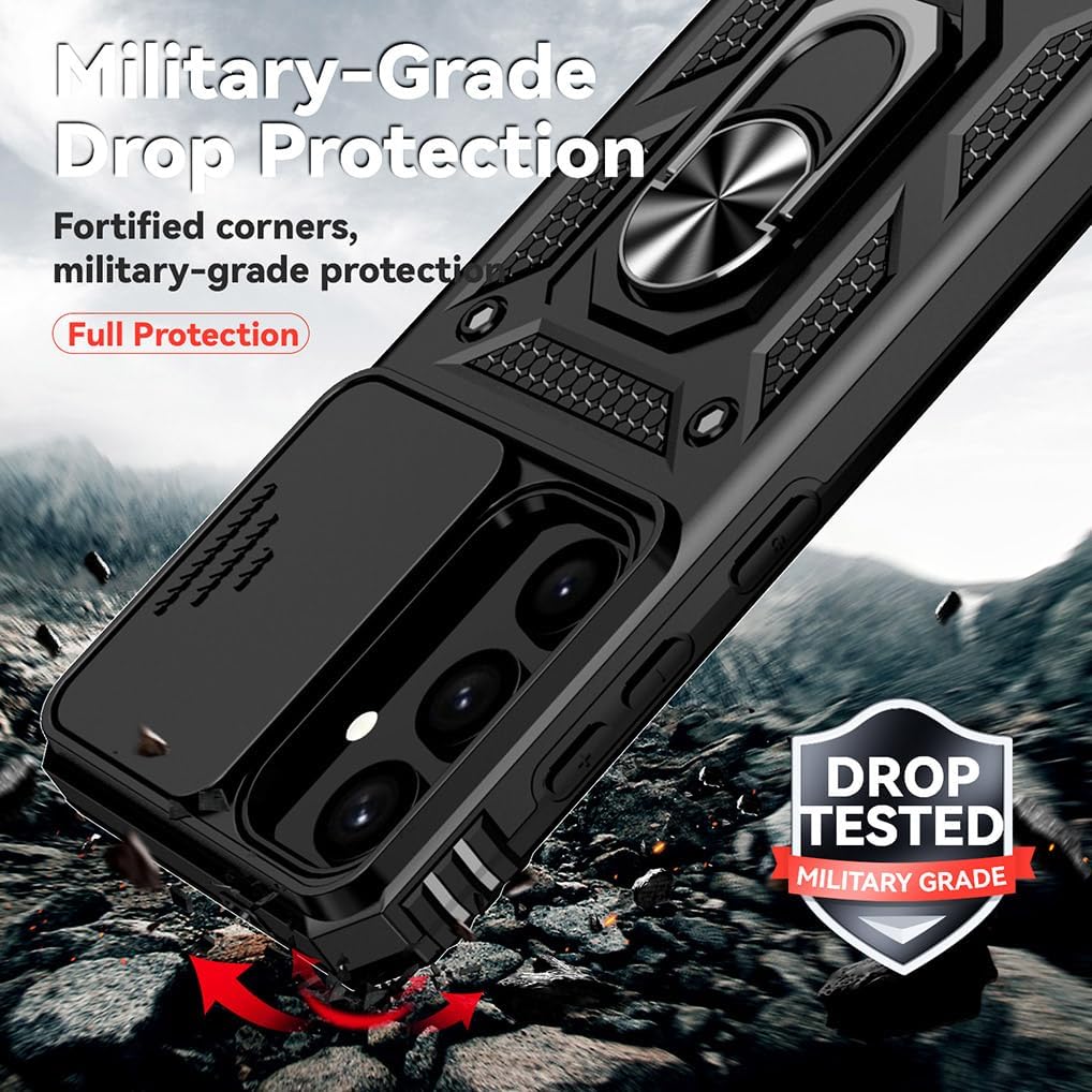 Samsung Galaxy S25 FE Hoesje - Zwart - Armor Kickstand Camera Back Cover