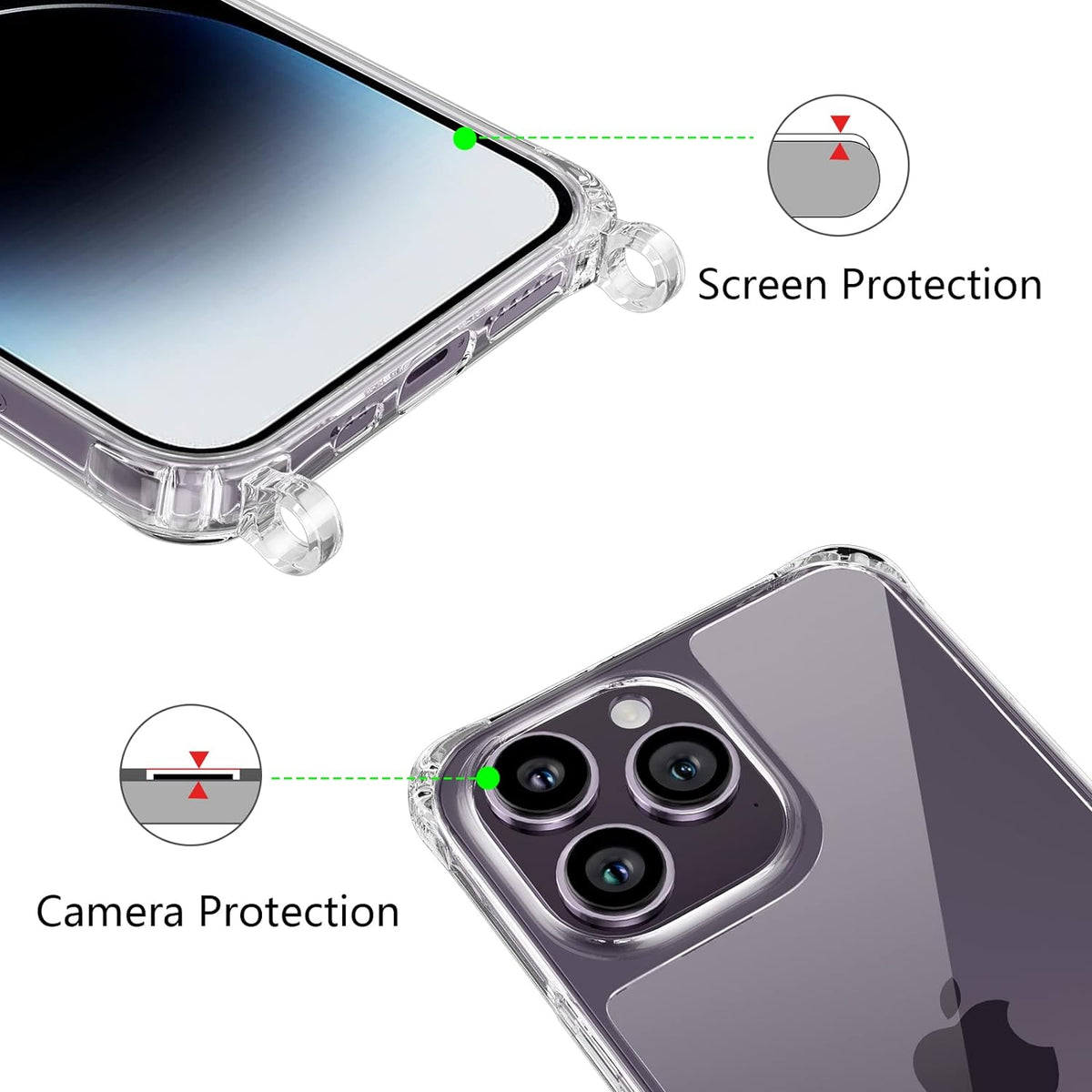 Apple iPhone 15 Pro Max Hoesje - Transparant - Siliconen Back Cover met Telefoonkoord