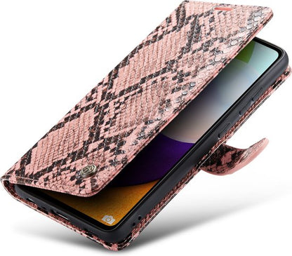 Samsung Galaxy A52 / A52S Hoesje - Roze - Slangen Bookcase