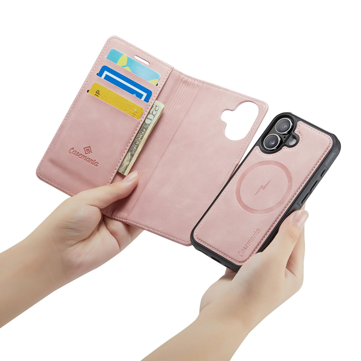 Apple iPhone 17 Case - Pale Pink - Luxury 2-in-1 MagSafe Wallet Case