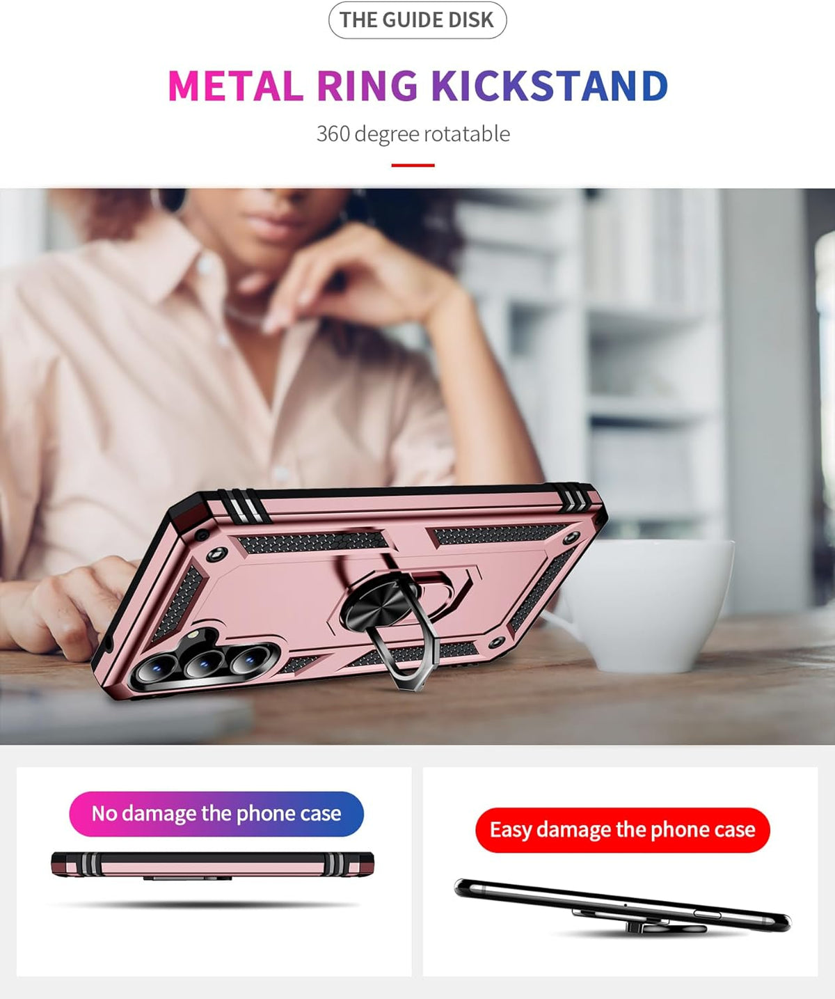 Samsung Galaxy A35 5G Hoesje - Rosegoud - Armor Kickstand Back Cover