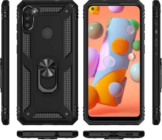 Samsung Galaxy M11 Hoesje - Zwart - Armor Kickstand Back Cover
