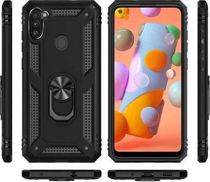 Samsung Galaxy M11 Hoesje - Zwart - Armor Kickstand Back Cover