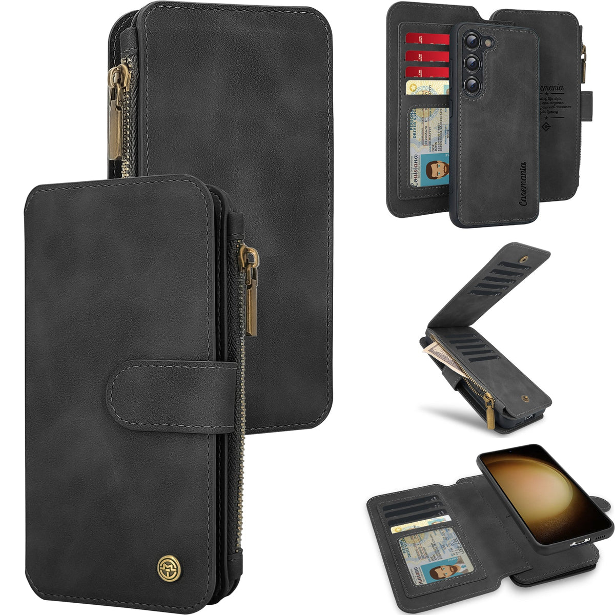 Samsung Galaxy S25 Plus Hoesje - Charcoal Gray - 2 in 1 Bookcase met Rits