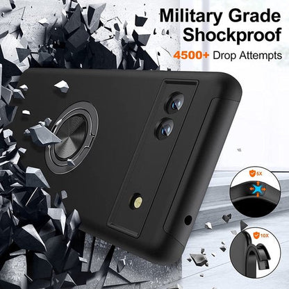 Google Pixel 6a Hoesje - Zwart - Ring Kickstand Back Cover