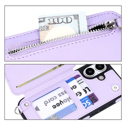 iPhone 17 Hoesje - Paars - Luxe Back Cover met Telefoonkoord en Rits
