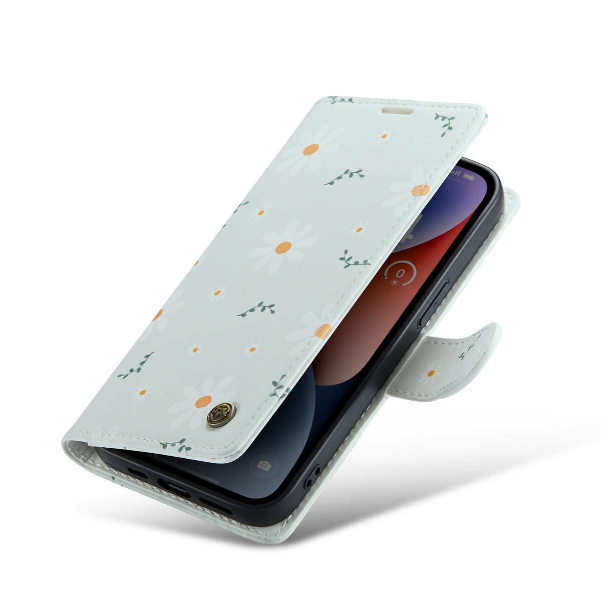 Apple iPhone 14 Hülle - Gänseblümchen - Klapphülle mit Kartenfach und Print