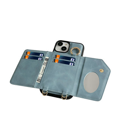 Apple iPhone 15 Plus Hoesje - Aqua Blue - Luxe MagSafe Bookcase met Telefoonkoord