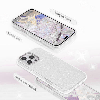 Apple iPhone 16 Pro Max Hoesje - Zilver - Glitter Back Cover