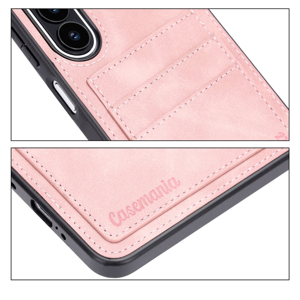 Samsung Galaxy A27 Case - Pale Pink - Faux Leather Back Cover with Card Holder