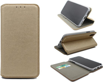 Samsung Galaxy A6 (2018) Case - Gold - Luxury Faux Leather Wallet Case