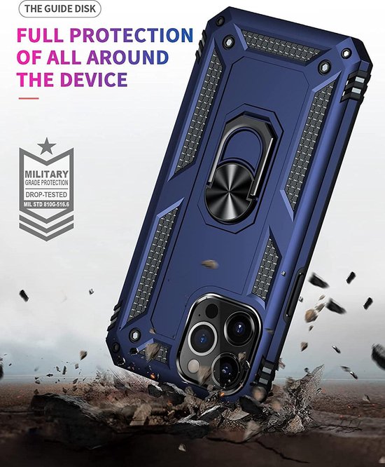 Apple iPhone 13 Pro Hoesje - Blauw - Armor Kickstand Back Cover