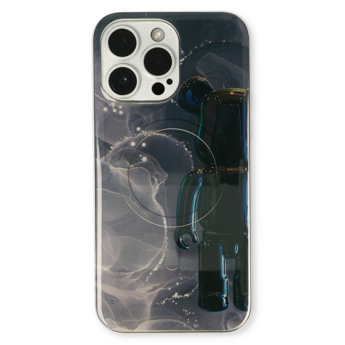 Apple iPhone 14 Pro Max Hoesje - Zwart - Siliconen Marmer MagSafe Back Cover