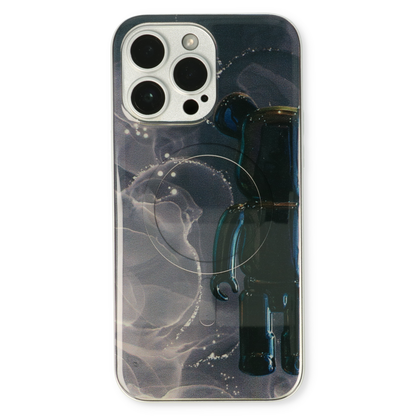 Apple iPhone 14 Pro Case - Black - Silicone Marble MagSafe Back Cover